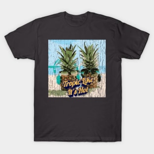 Tropic Like It's Hot - Tropical Beach Pineapple Music Unisex Striped Fade T-Shirt